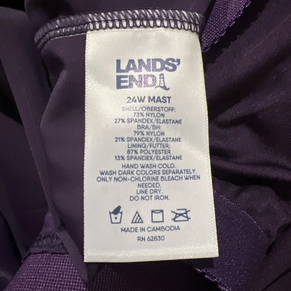 L.L. Bean Women's Swimsuit Size 24W Mast Purple Padded Self Bra Lycra Extra Life